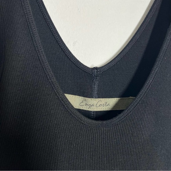 Enza Costa Black Ribbed Midi Dress - Picture 2 of 5